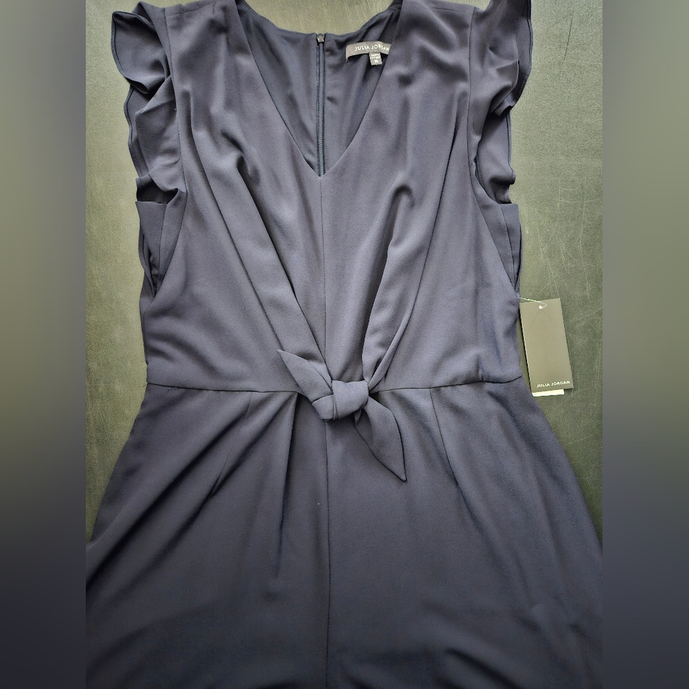 NWT - Julia Jordan Navy Flutter Sleeve Jumpsuit w Tie Front Waist - Size 16. - Picture 9 of 12